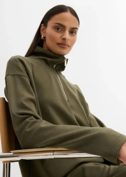 Jersey de mezcla de viscosa con cuello troyer