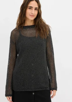 Jersey de punto ajour con hilo brillante