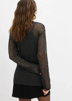 Jersey de punto ajour con hilo brillante