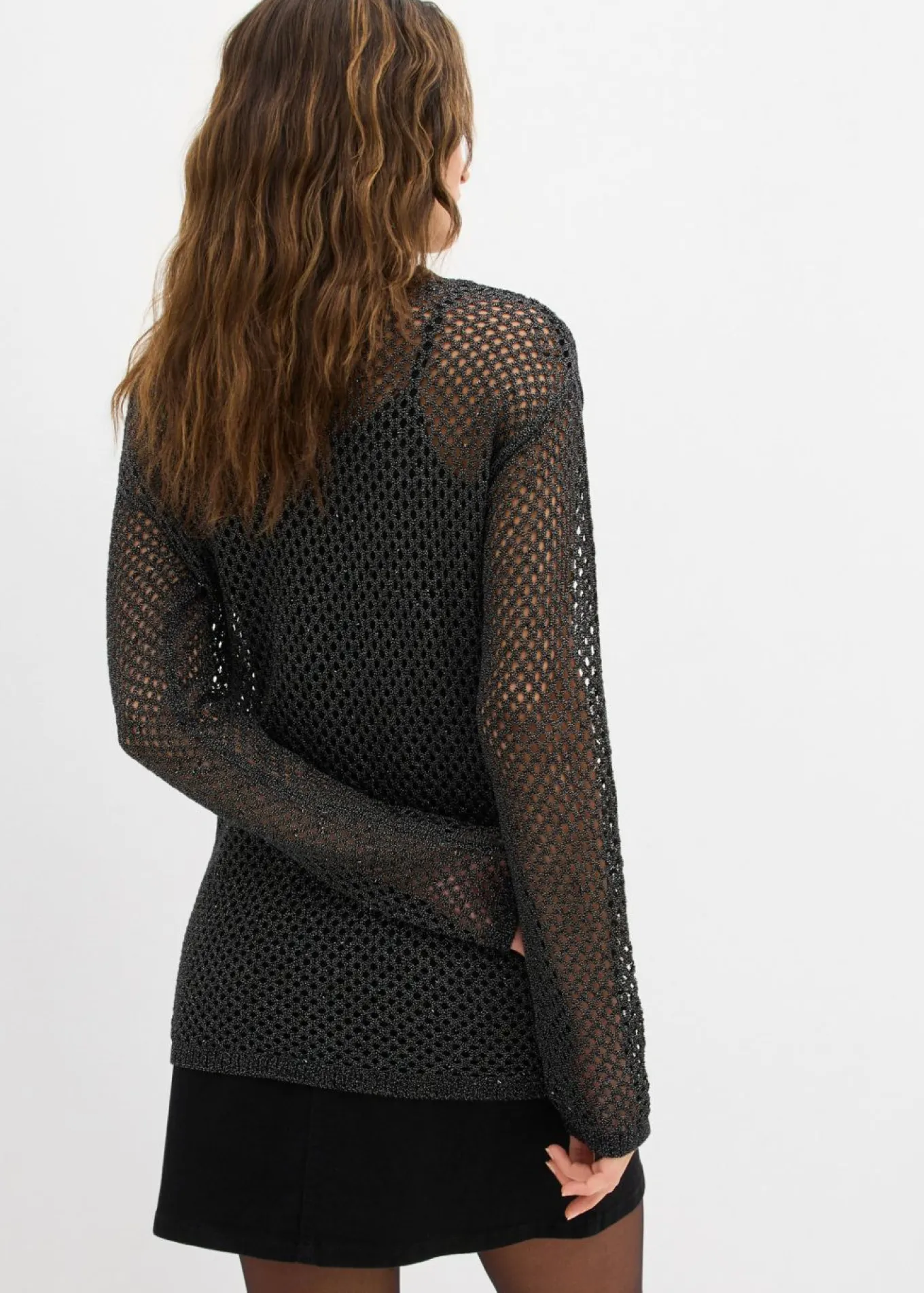 Jersey de punto ajour con hilo brillante