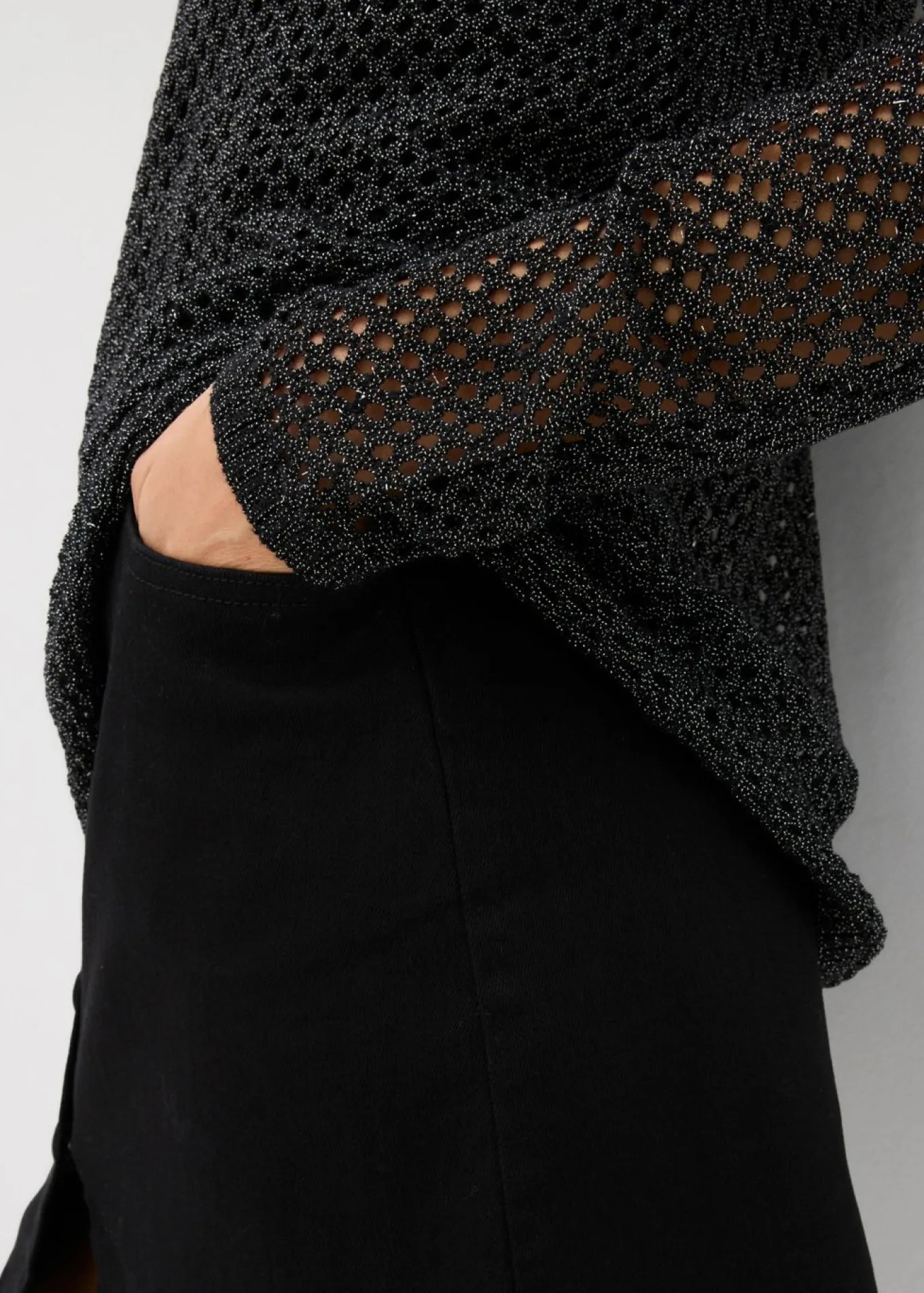 Jersey de punto ajour con hilo brillante