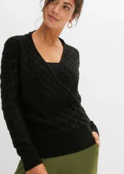 Jersey de punto ajour con aspecto cruzado