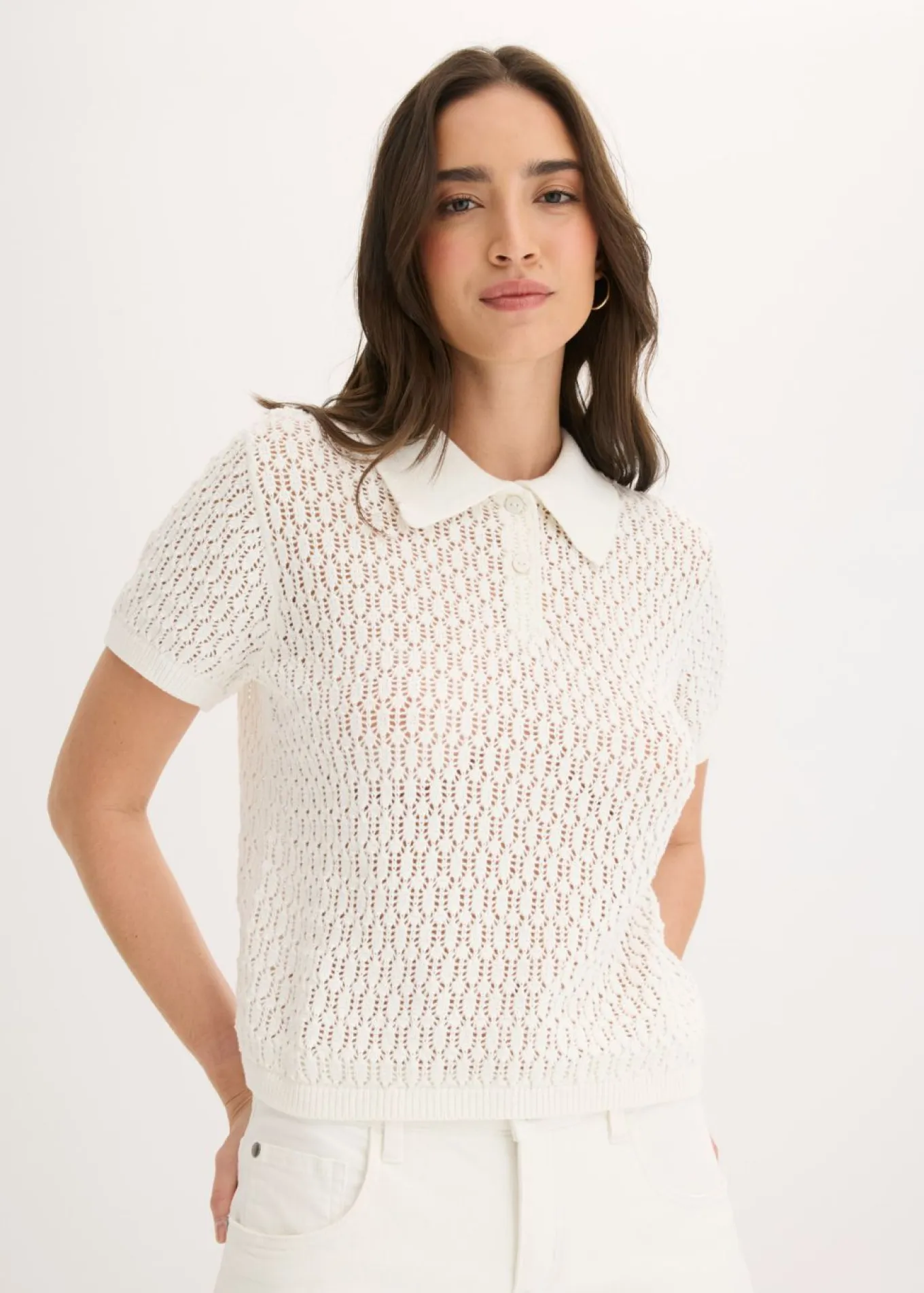 Jersey de punto ajour de algodón puro