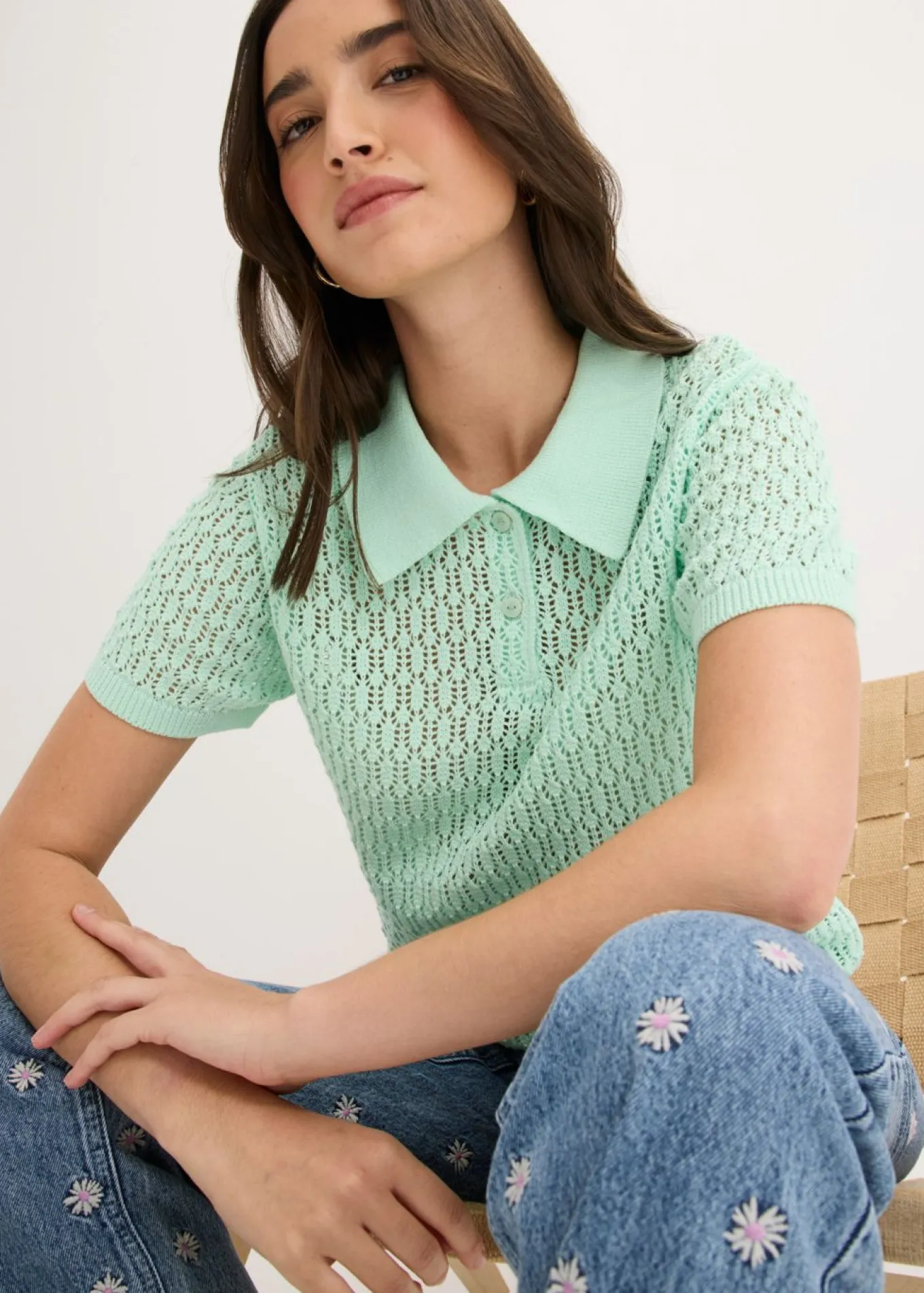 Jersey de punto ajour de algodón puro