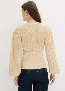 Jersey de punto ajour en mezcla de algodón