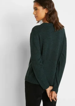 Jersey de punto con cuello redondo jaspeado