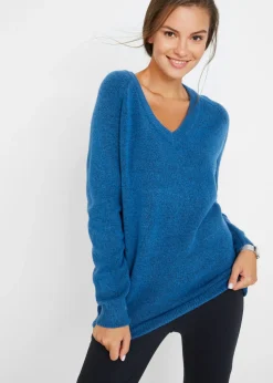 Jersey de punto con cuello en V, de corte oversize