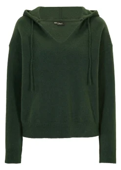 Jersey de punto con escote en V y capucha