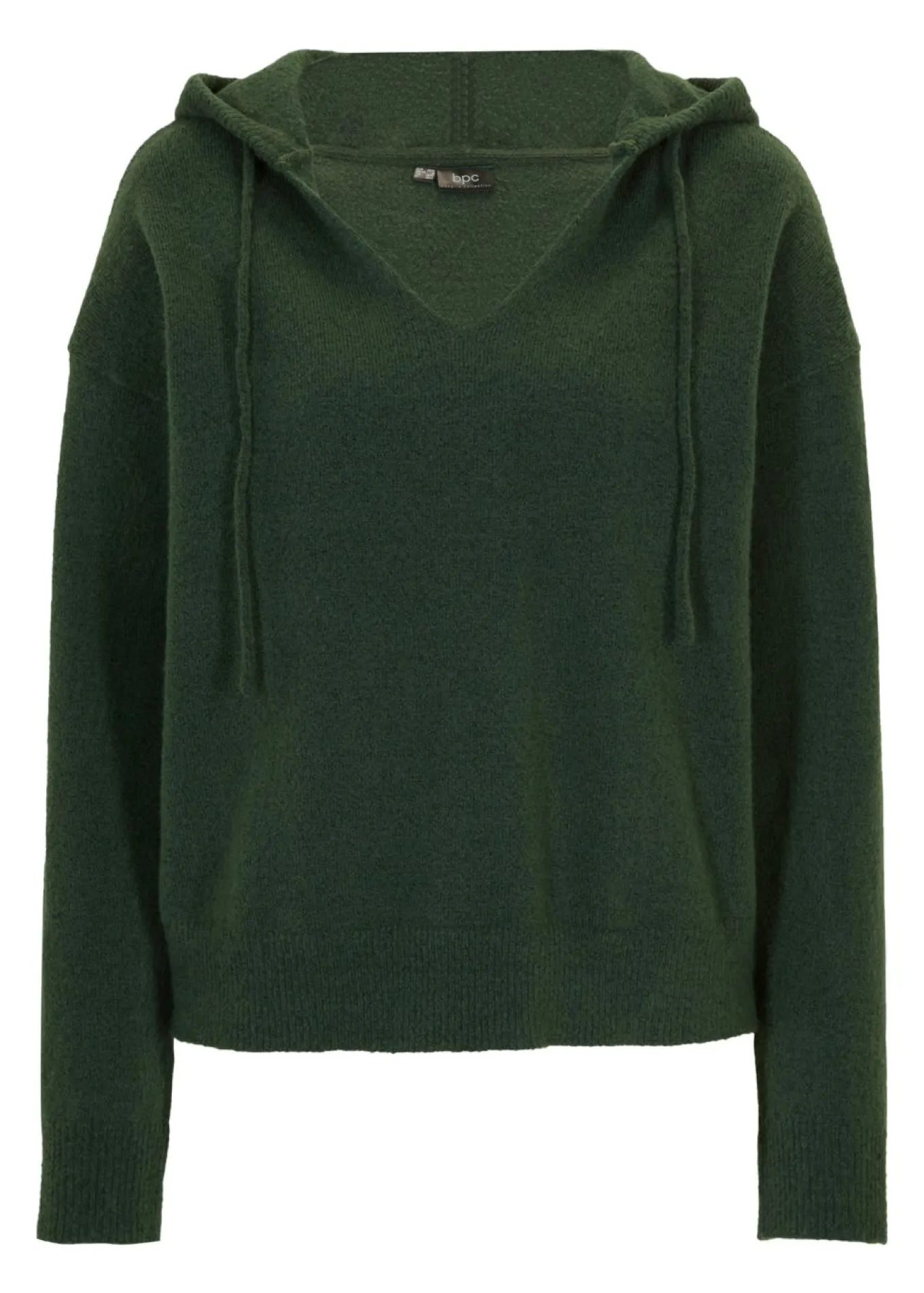 Jersey de punto con escote en V y capucha