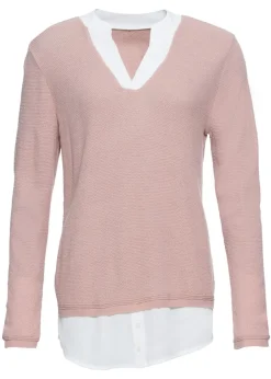 Jersey de punto fino con inserto de blusa