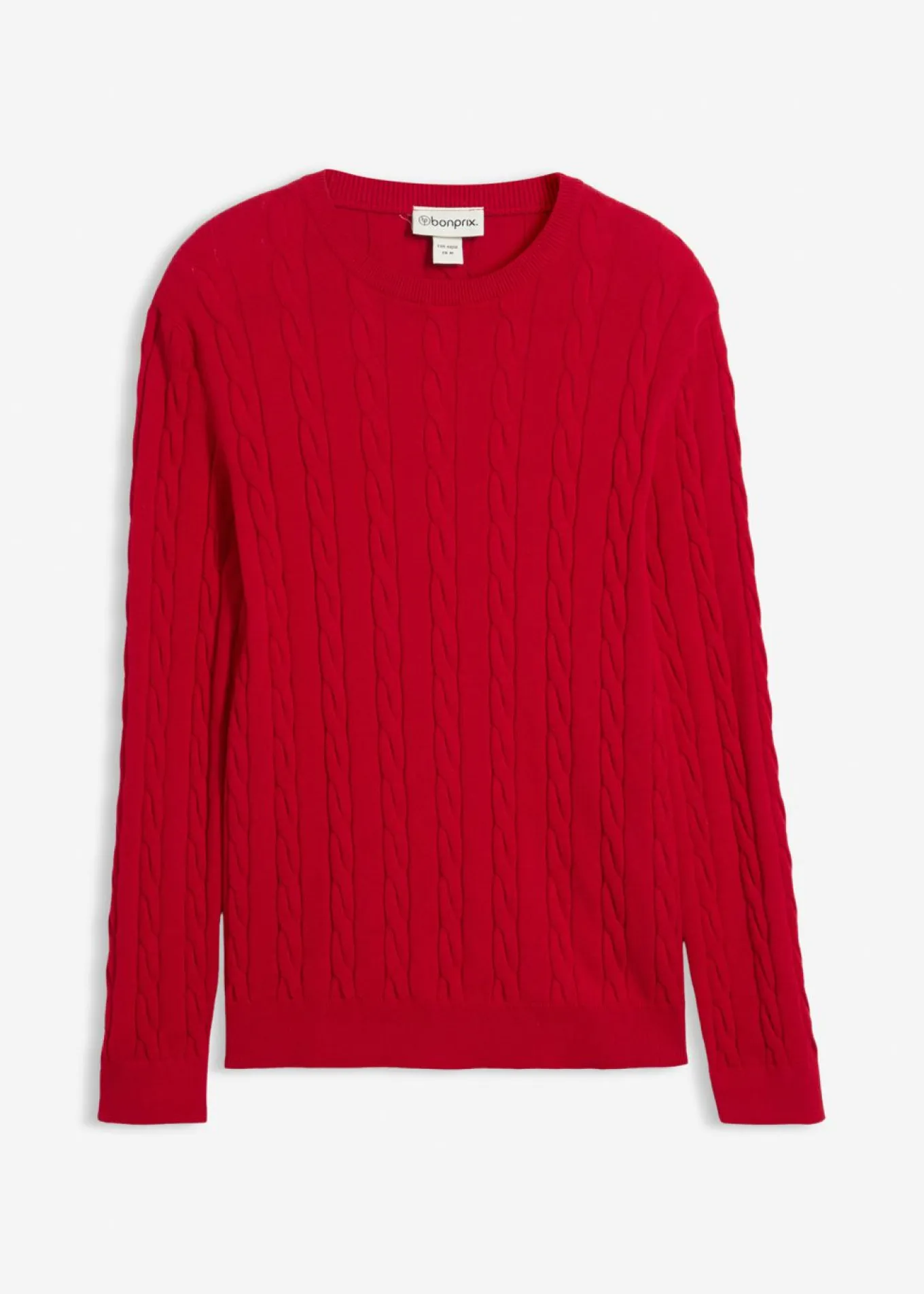 Jersey de punto fino con patrón trenzado de suave mezcla de algodón, slim fit