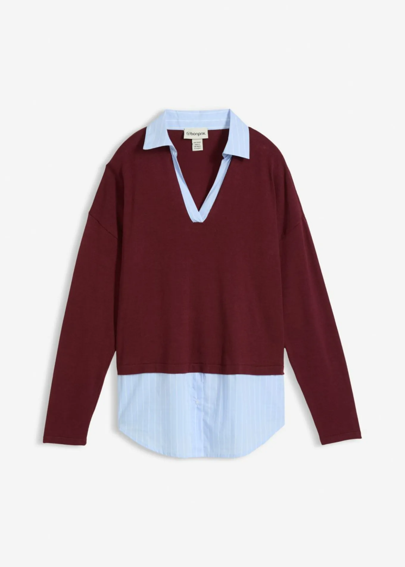Jersey de punto fino con inserto de blusa