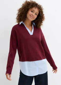 Jersey de punto fino con inserto de blusa