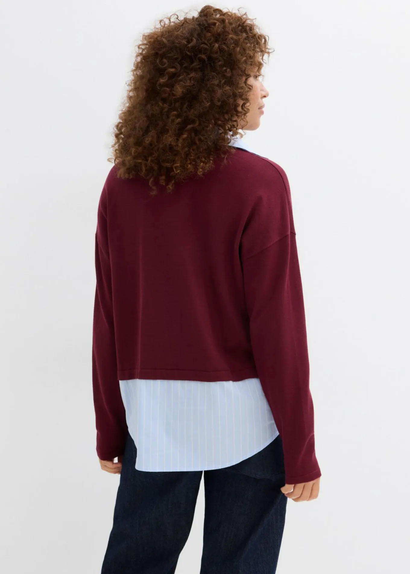 Jersey de punto fino con inserto de blusa