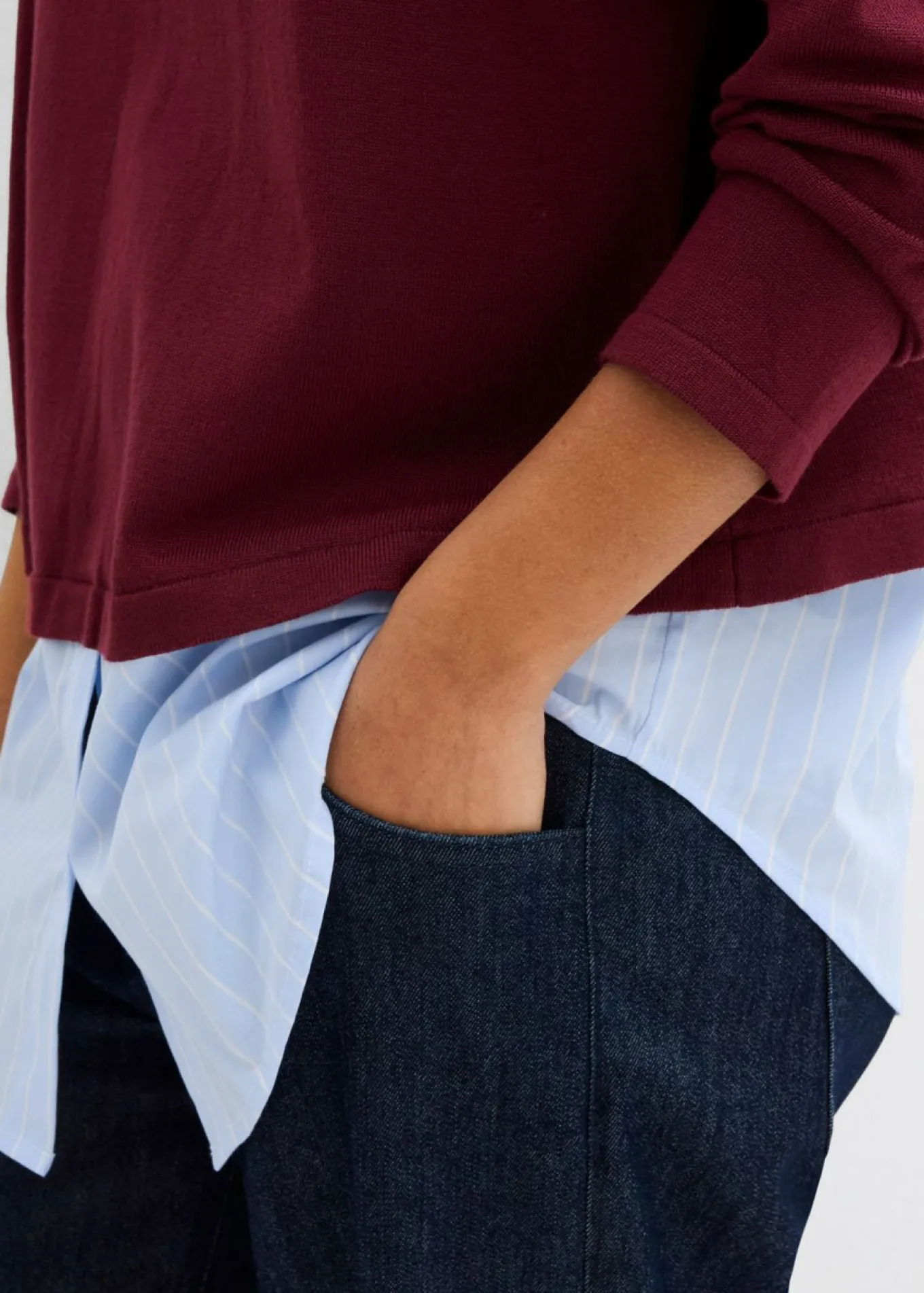 Jersey de punto fino con inserto de blusa