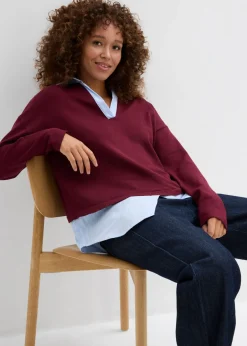 Jersey de punto fino con inserto de blusa