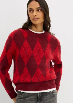 Jersey de punto fino con estampado a cuadros