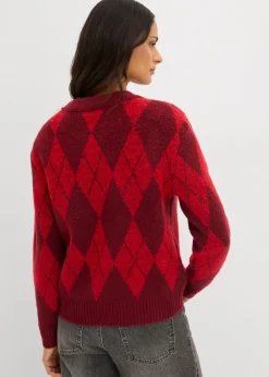 Jersey de punto fino con estampado a cuadros