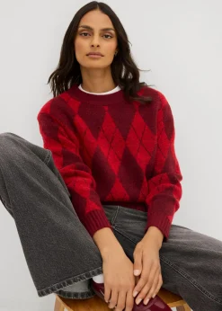 Jersey de punto fino con estampado a cuadros