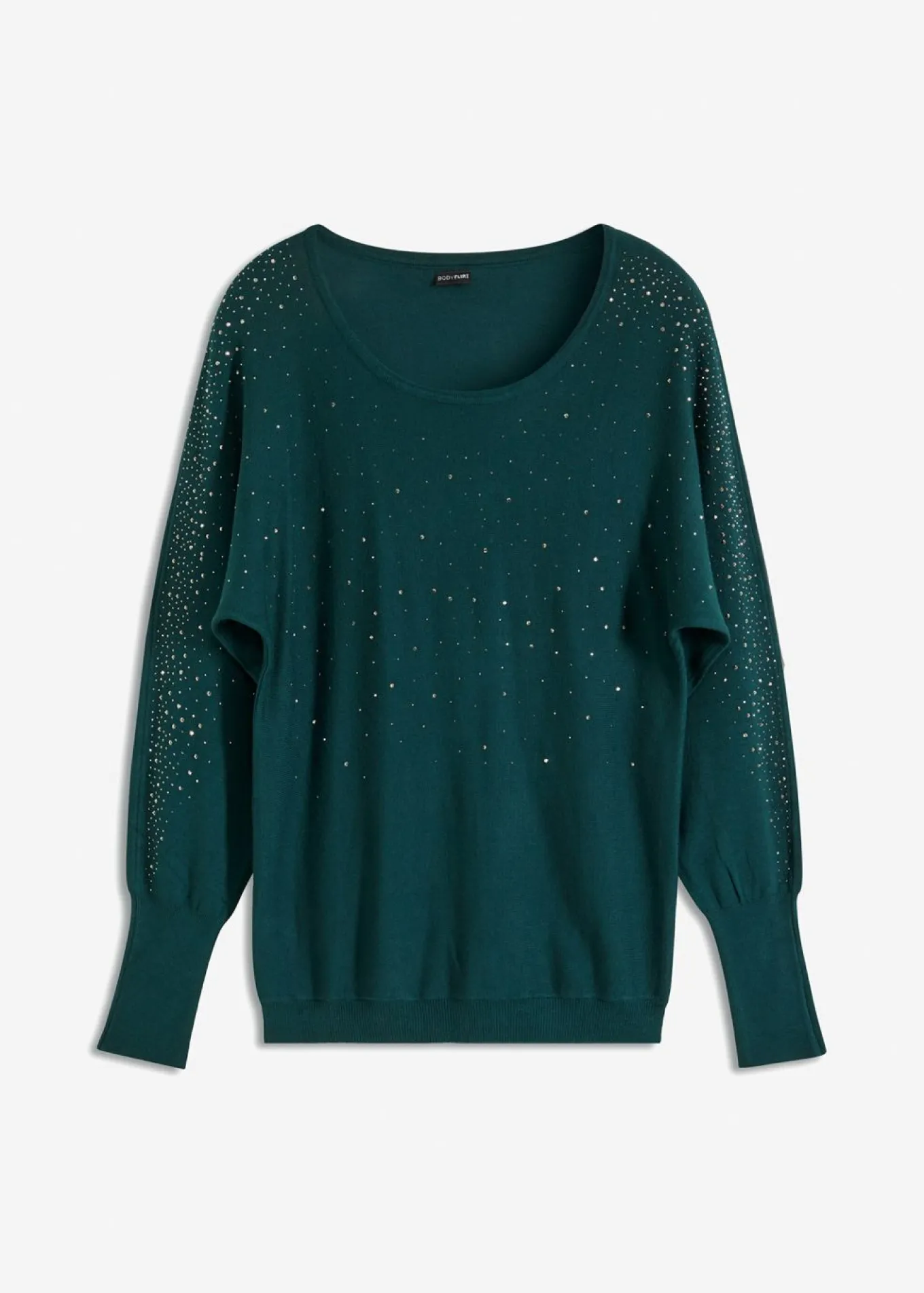 Jersey de punto fino con aplicación de piedras brillantes