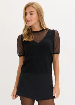 Jersey de punto fino con inserto de malla