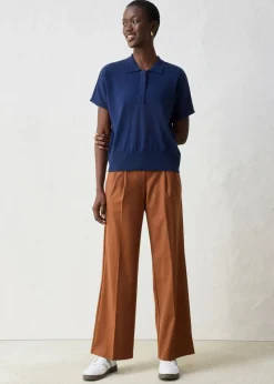 Jersey de punto fino con contenido de seda y cuello tipo polo