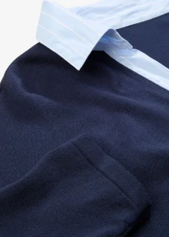 Jersey de punto fino con inserto de blusa