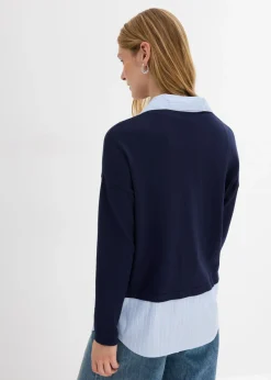 Jersey de punto fino con inserto de blusa