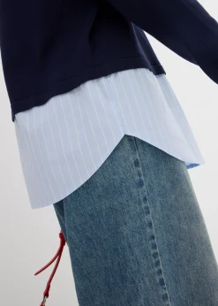 Jersey de punto fino con inserto de blusa