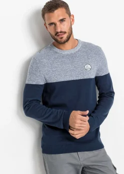 Jersey de punto fino con color block y algodón
