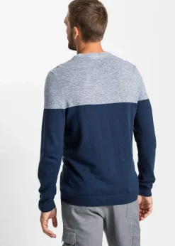 Jersey de punto fino con color block y algodón