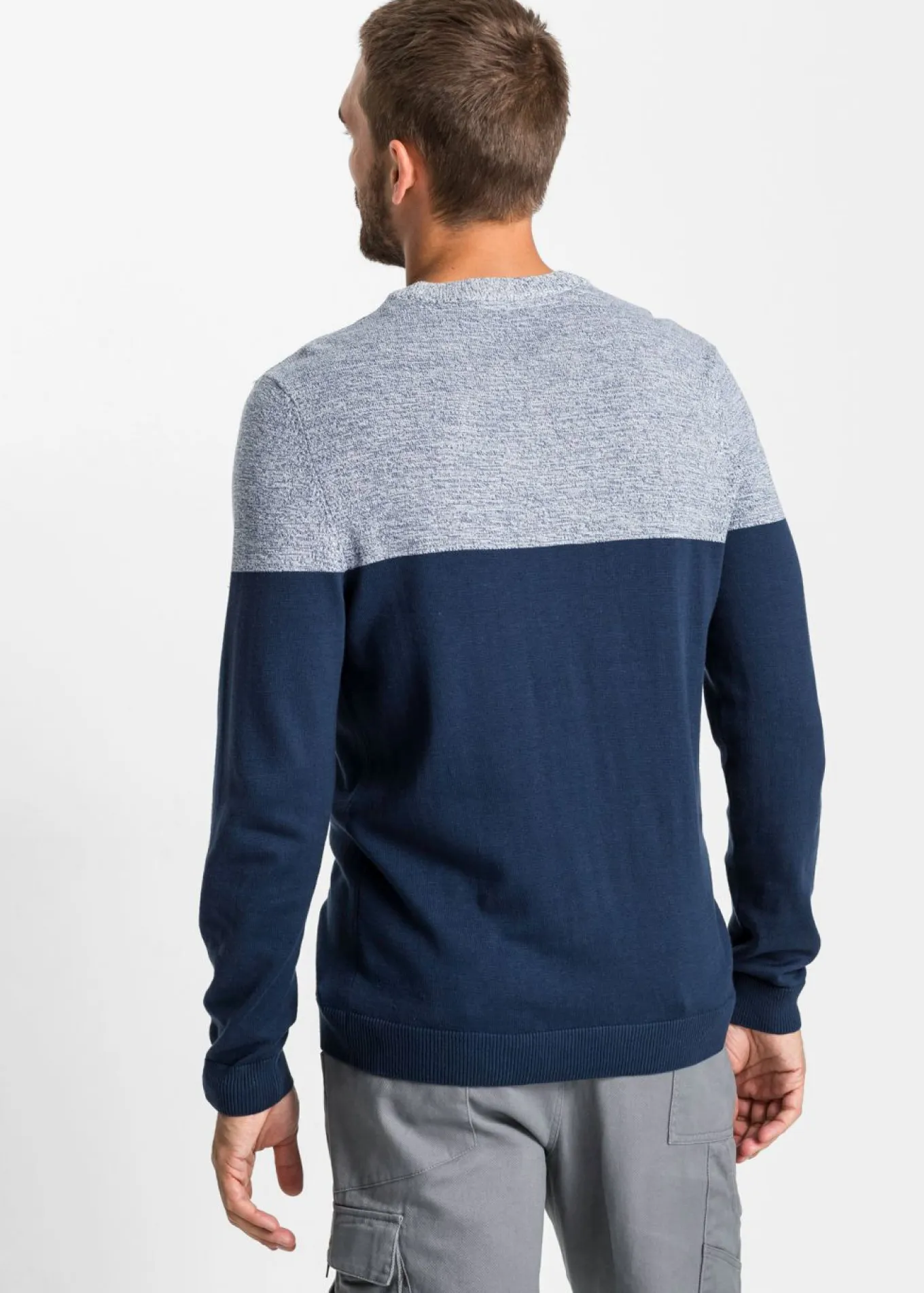 Jersey de punto fino con color block y algodón