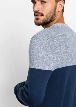 Jersey de punto fino con color block y algodón