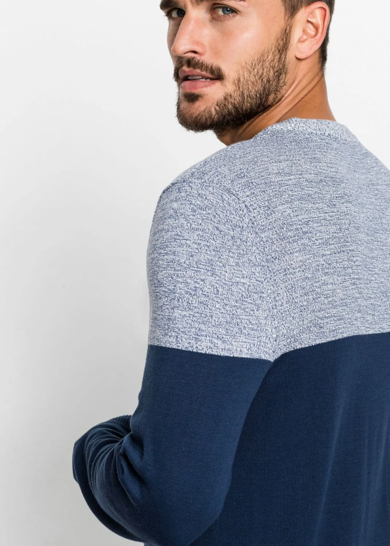 Jersey de punto fino con color block y algodón