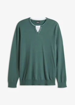 Jersey de punto fino con aspecto 2 en 1 de suave mezcla de algodón