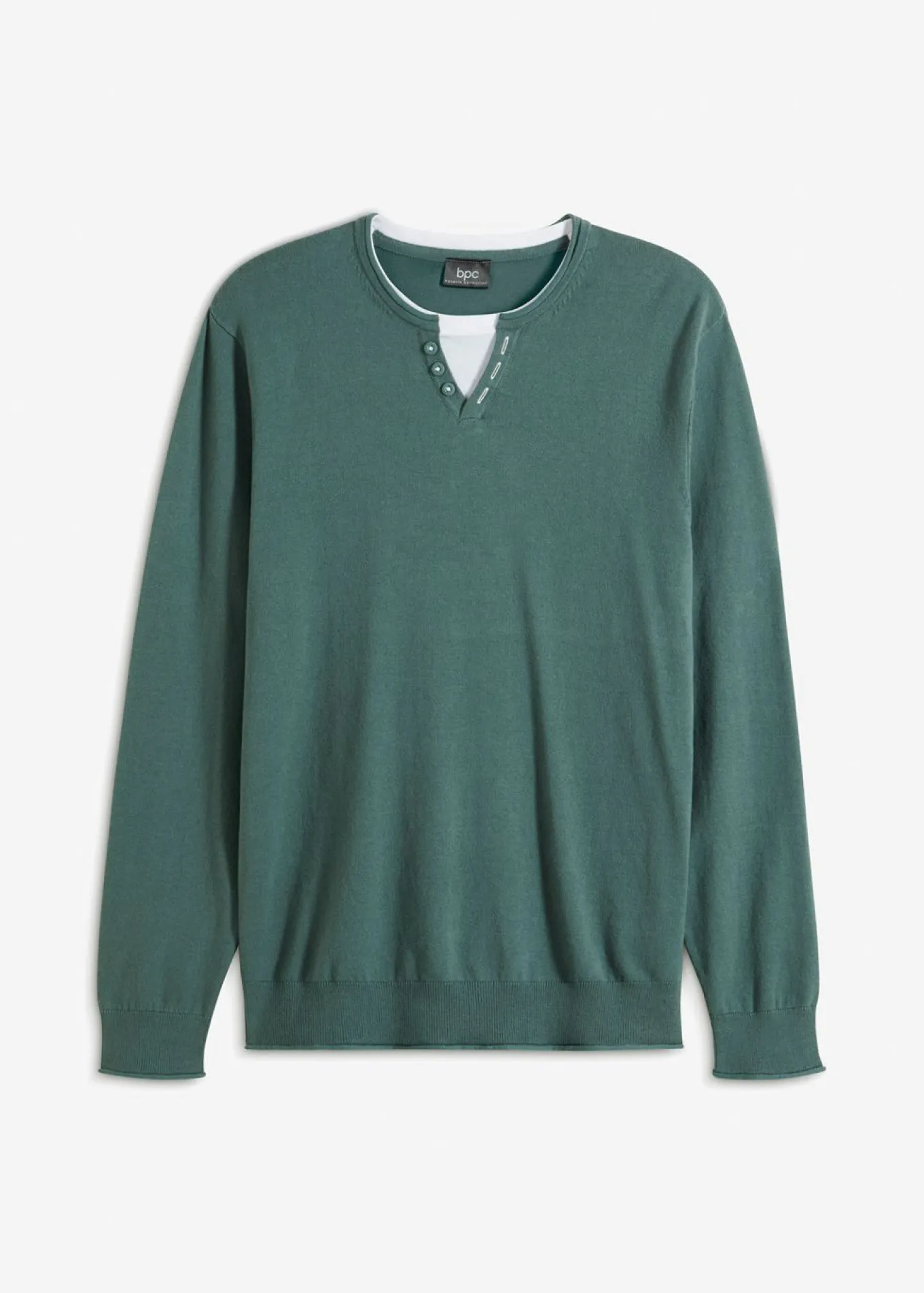 Jersey de punto fino con aspecto 2 en 1 de suave mezcla de algodón