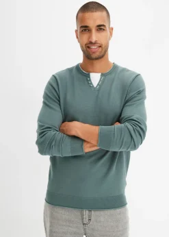 Jersey de punto fino con aspecto 2 en 1 de suave mezcla de algodón