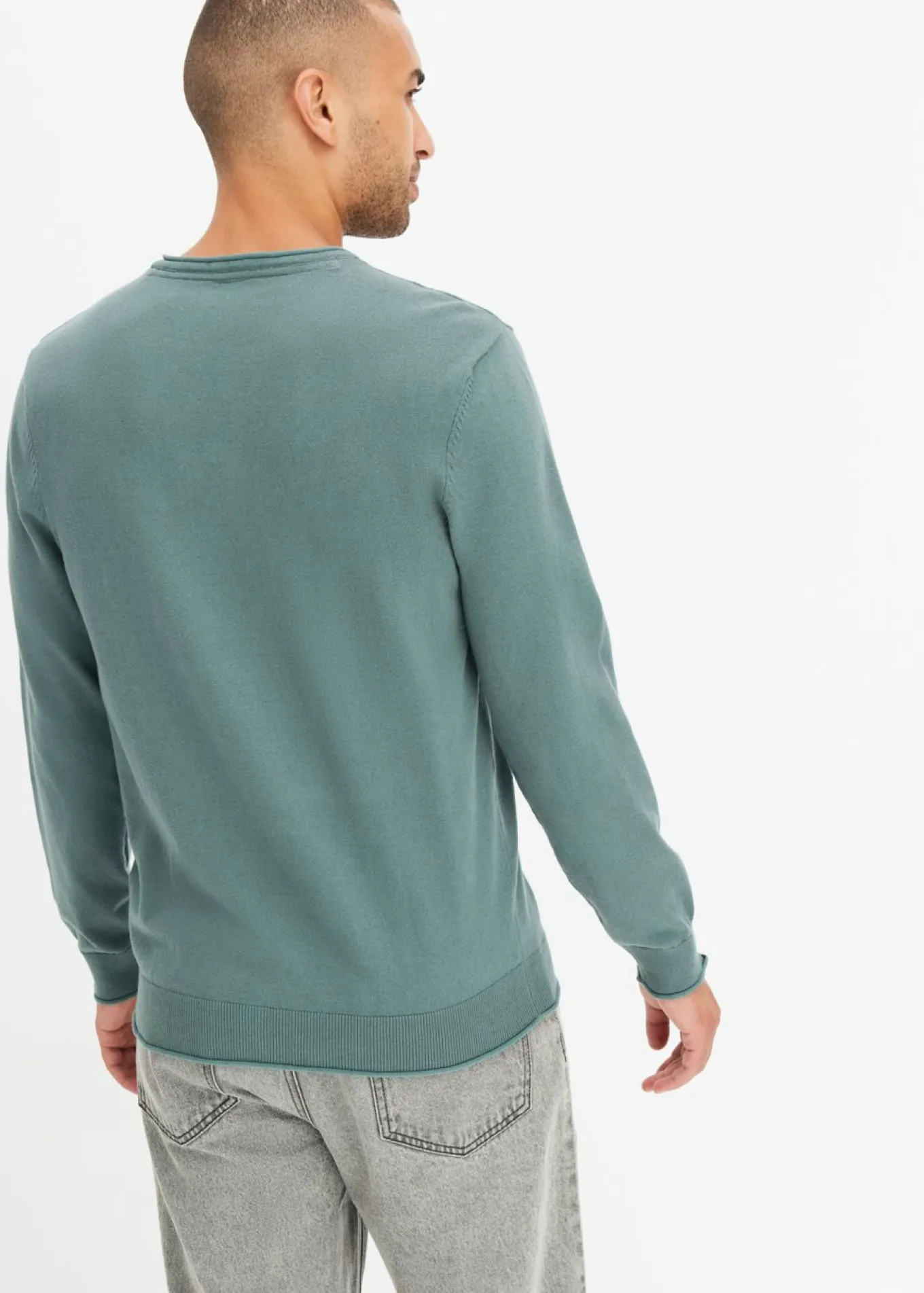 Jersey de punto fino con aspecto 2 en 1 de suave mezcla de algodón