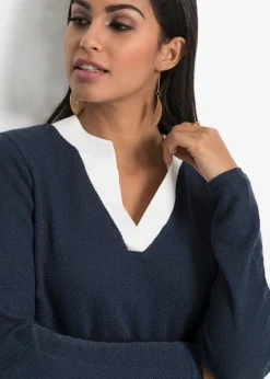 Jersey de punto fino con inserto de blusa