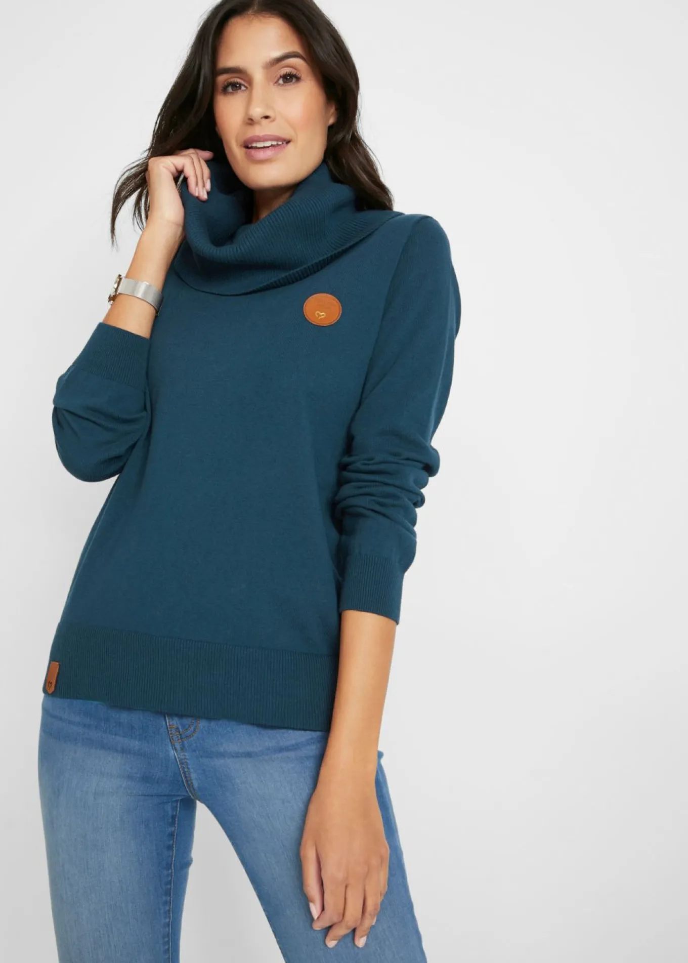 Jersey de punto fino con cuello ancho