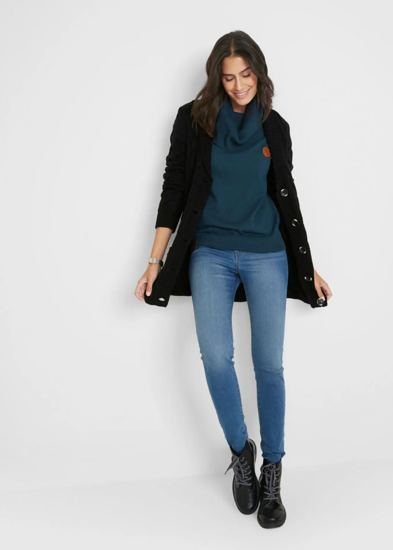 Jersey de punto fino con cuello ancho