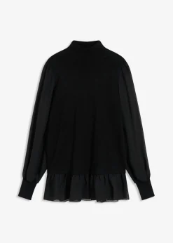 Jersey de punto fino con inserto de blusa