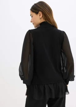 Jersey de punto fino con inserto de blusa