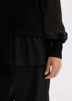 Jersey de punto fino con inserto de blusa