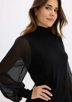 Jersey de punto fino con inserto de blusa