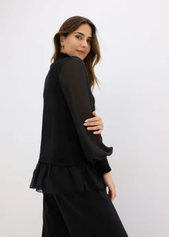 Jersey de punto fino con inserto de blusa