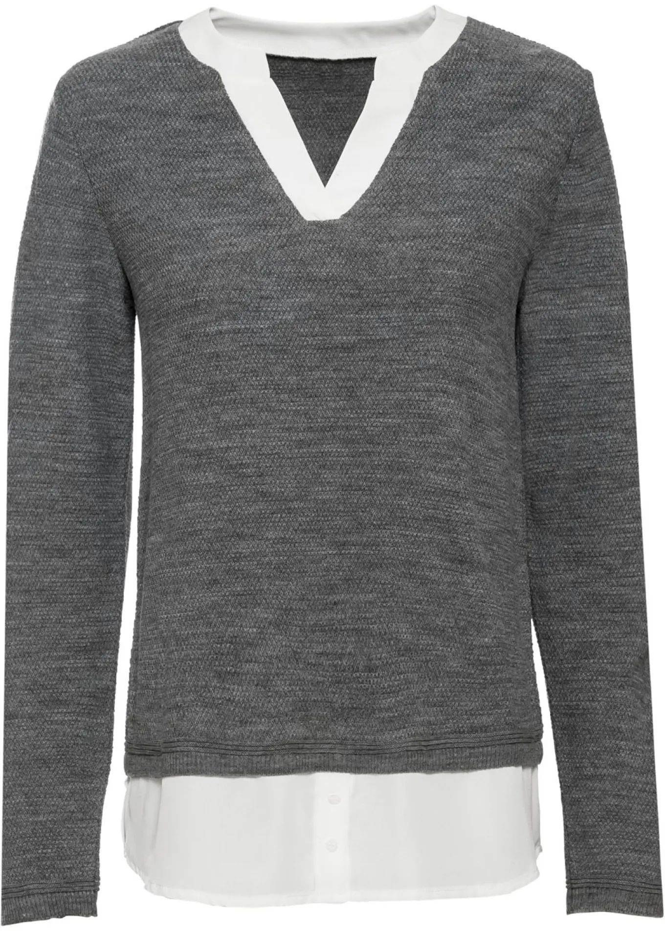 Jersey de punto fino con inserto de blusa