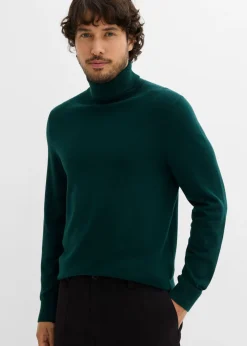 Jersey de punto fino con lana merina de calidad con cuello vuelto y corte ajustado