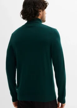 Jersey de punto fino con lana merina de calidad con cuello vuelto y corte ajustado