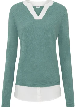 Jersey de punto fino con inserto de blusa